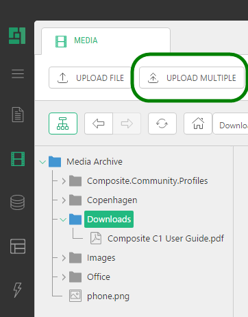 Upload Multiple Files - Toolbar Button